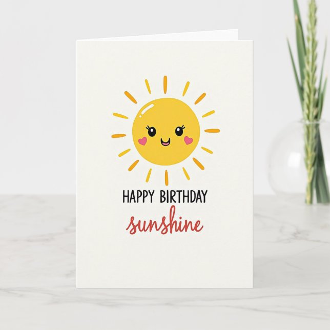Tarjeta de cumpleaños del sol sonriente alegre (Anverso)