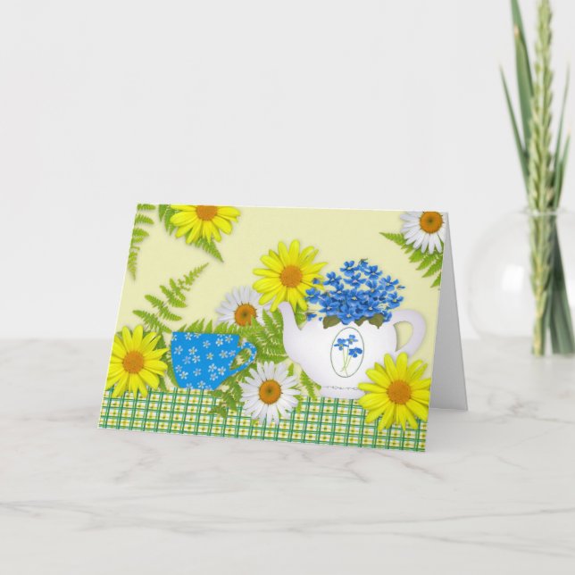 Tarjeta de cumpleaños del té de jardín (Anverso)