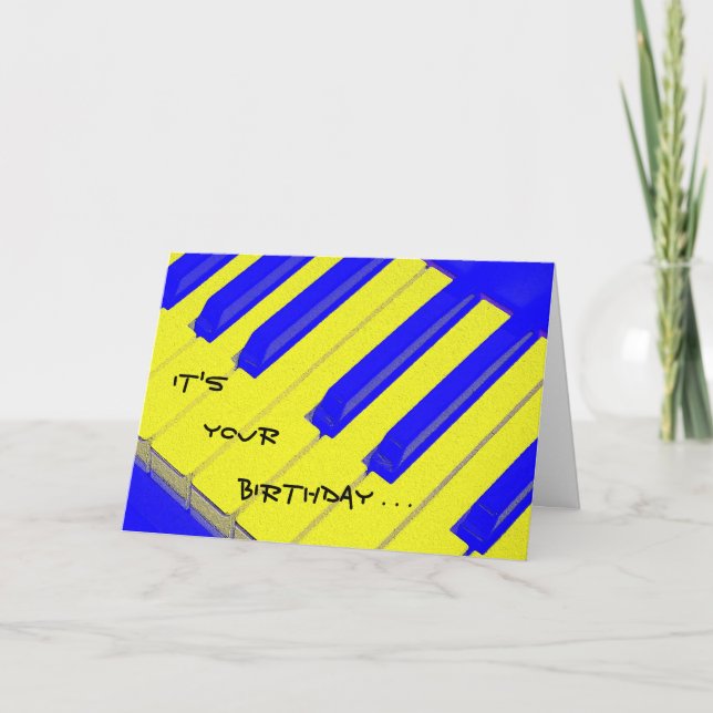 Tarjeta de cumpleaños del teclado Blue Jazzy (Anverso)