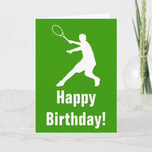 Tarjeta de cumpleaños del tenis con la silueta del