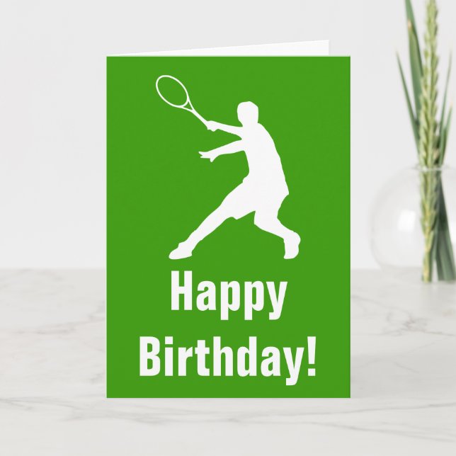 Tarjeta de cumpleaños del tenis con la silueta del (Anverso)