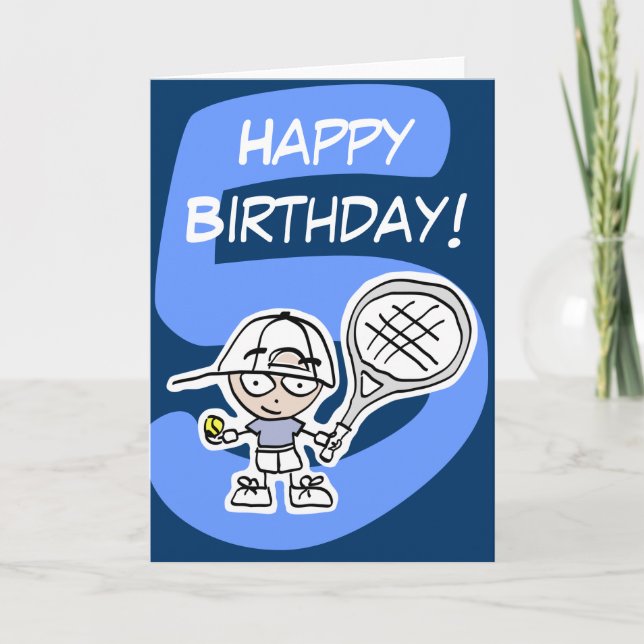 Tarjeta de cumpleaños del tenis para el muchacho (Anverso)