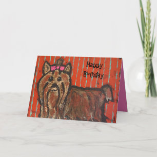 Tarjeta de cumpleaños del terrier de Yorkshire
