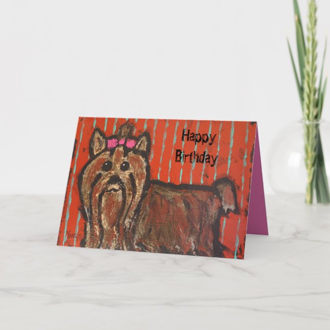 Tarjeta de cumpleaños del terrier de Yorkshire (Anverso)