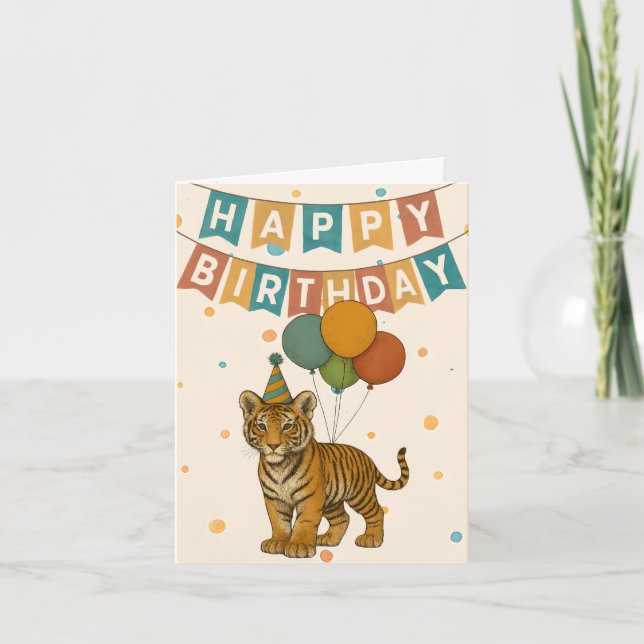 Tarjeta de cumpleaños del tigre - Animal de la jun (Anverso)
