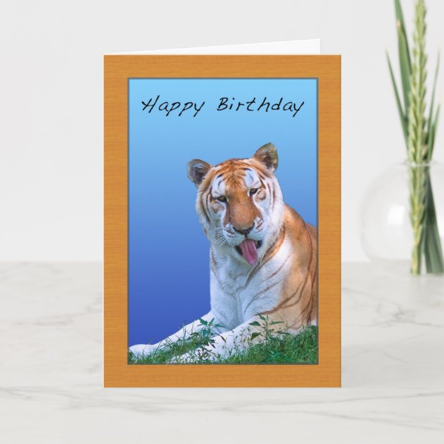 Tarjeta de cumpleaños del tigre fácil (Anverso)