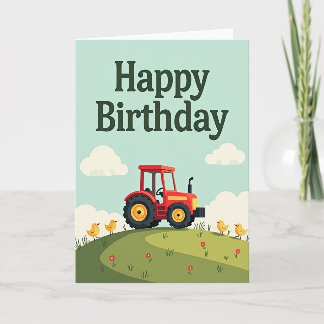 Tarjeta de cumpleaños del Tractor Rojo (Anverso)