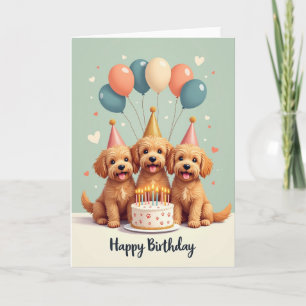 Tarjeta de cumpleaños del trío de perros alegres