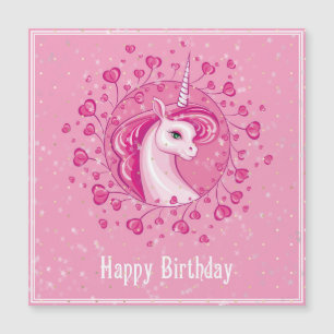 Tarjeta de cumpleaños del unicornio para el chica