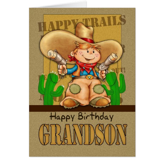 Tarjeta de cumpleaños del vaquero del nieto - BI