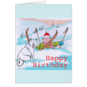 Tarjeta de cumpleaños del viaje del esquí del