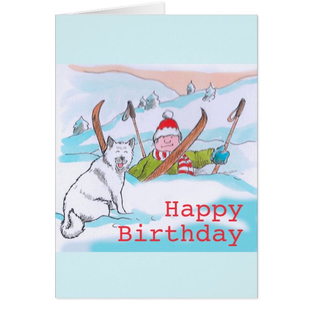Tarjeta de cumpleaños del viaje del esquí del (Frente)