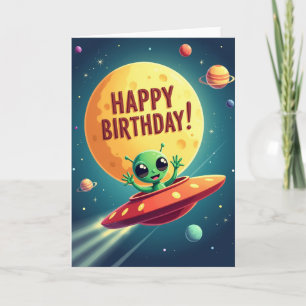 Tarjeta de cumpleaños del viajero alienígena