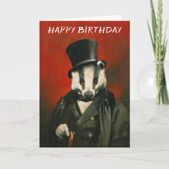 Tarjeta de cumpleaños del victoriano Sr. Badger (Anverso)