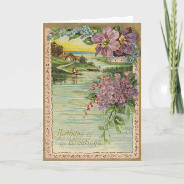 Tarjeta de cumpleaños del vintage (Anverso)