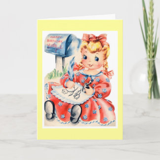 Tarjeta de cumpleaños del vintage del niño