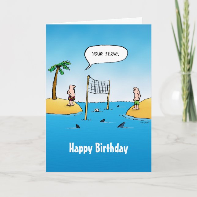 Tarjeta de cumpleaños del voleibol del tiburón (Anverso)