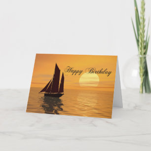 Tarjeta de cumpleaños del yate Sunset