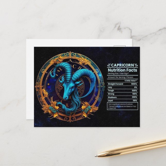 Tarjeta de cumpleaños del zodiaco Capricornio (Anverso/Reverso In Situ)