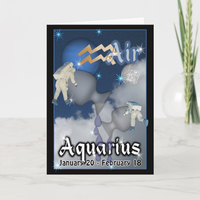 Tarjeta de cumpleaños del zodiaco del acuario (Anverso)