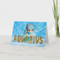 Tarjeta de cumpleaños del zodiaco del acuario con