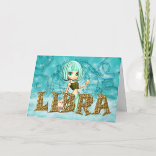 Tarjeta de cumpleaños del zodiaco del libra con la