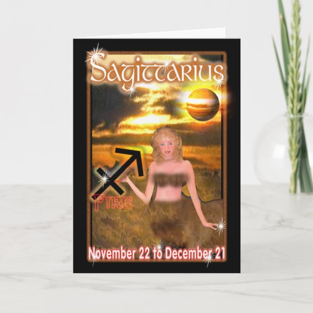 Tarjeta de cumpleaños del zodiaco del sagitario (Anverso)