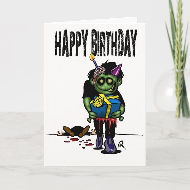 Tarjeta de cumpleaños del zombi (Anverso)