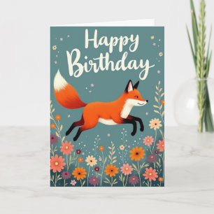Tarjeta de cumpleaños del zorro caprichoso