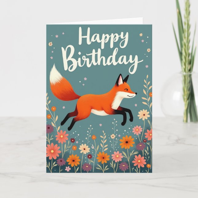 Tarjeta de cumpleaños del zorro caprichoso (Anverso)