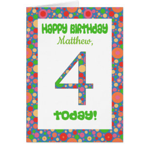Tarjeta de cumpleaños delantera personalizado de 4
