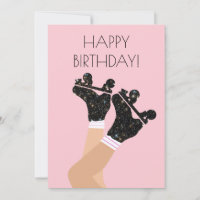 Tarjeta de cumpleaños derby para patines de patina