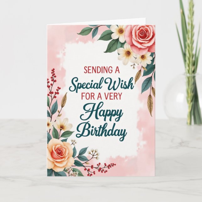 Tarjeta de cumpleaños Deseo Botánico (Anverso)