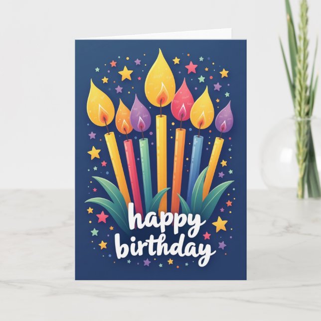 Tarjeta de cumpleaños Deseos Estrellados (Anverso)
