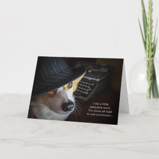 Tarjeta de cumpleaños detective del Corgi