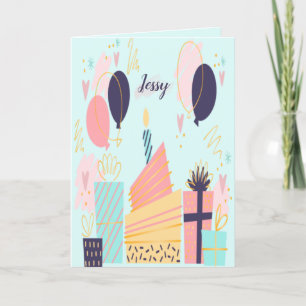 Tarjeta de cumpleaños dibujada a mano