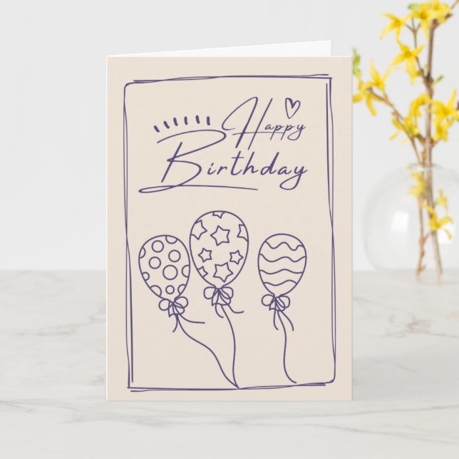 Tarjeta de cumpleaños dibujada a mano (flor amarilla)