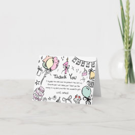 Tarjeta de cumpleaños dibujada a mano de agradecim