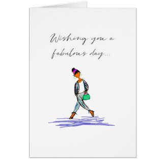 Tarjeta de cumpleaños dibujada a mano Mujer elegan