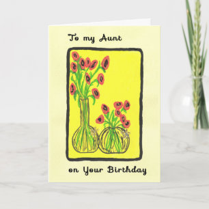 Tarjeta de cumpleaños dibujada a mano para la tía