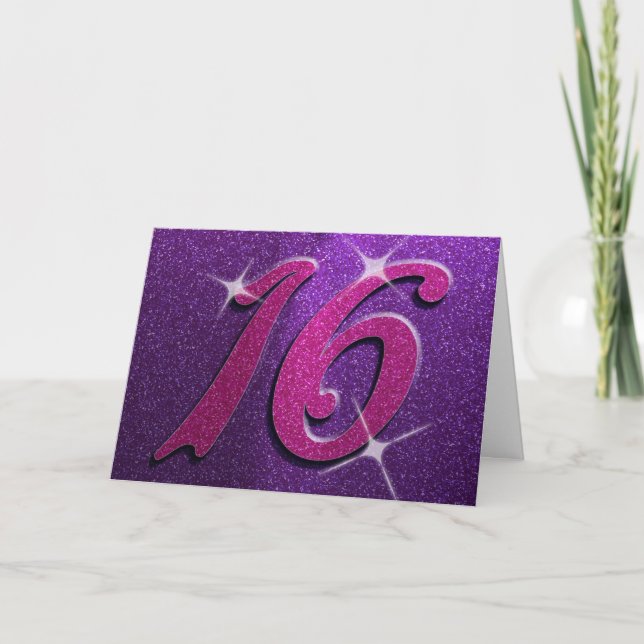 Tarjeta de cumpleaños dieciséis dulces rosa y mora (Anverso)