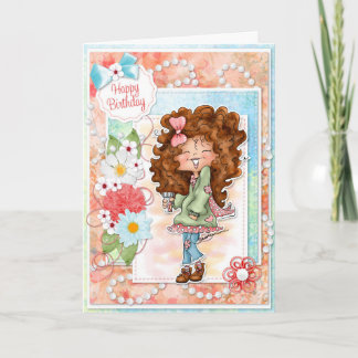 Tarjeta de cumpleaños Digi Doodles Ginger Peach