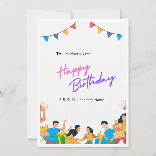 Tarjeta de cumpleaños digital Feliz Feliz (Anverso)