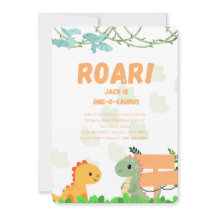 Tarjeta de cumpleaños Dino de un año