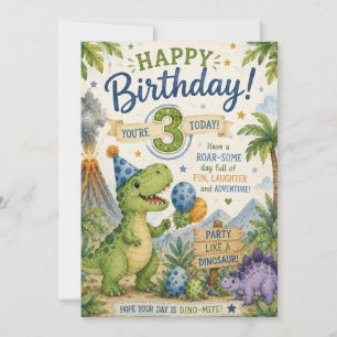 Tarjeta de cumpleaños Dino-Mite 3