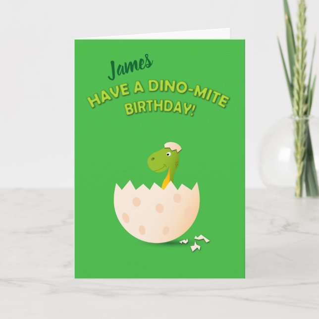 Tarjeta de cumpleaños Dino personalizada (Anverso)