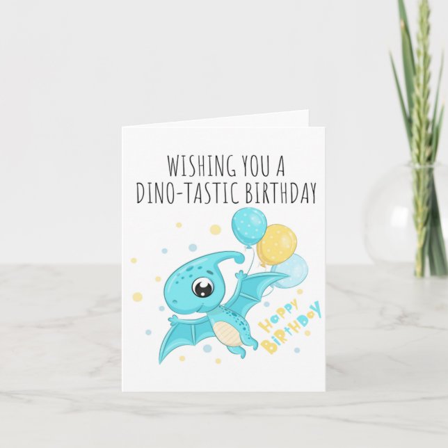 Tarjeta de cumpleaños Dino-Tastic Puns (Anverso)