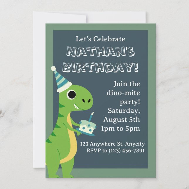 Tarjeta de cumpleaños Dinosaur (Anverso)