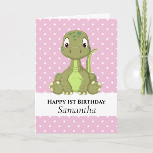 Tarjeta de cumpleaños Dinosaur T Rex Rosa
