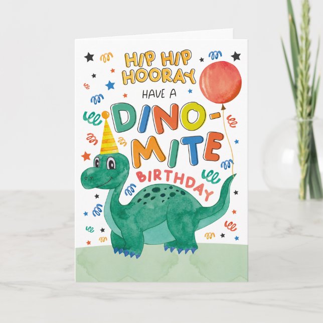 Tarjeta de cumpleaños Dinosaur | Tarjeta de dinosa (Anverso)